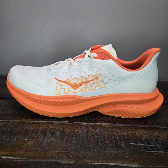 NEW Hoka One One Mach 6 Mens Size 10 D Running Shoes 1147790 FLV White Orange - Picture 7 of 12